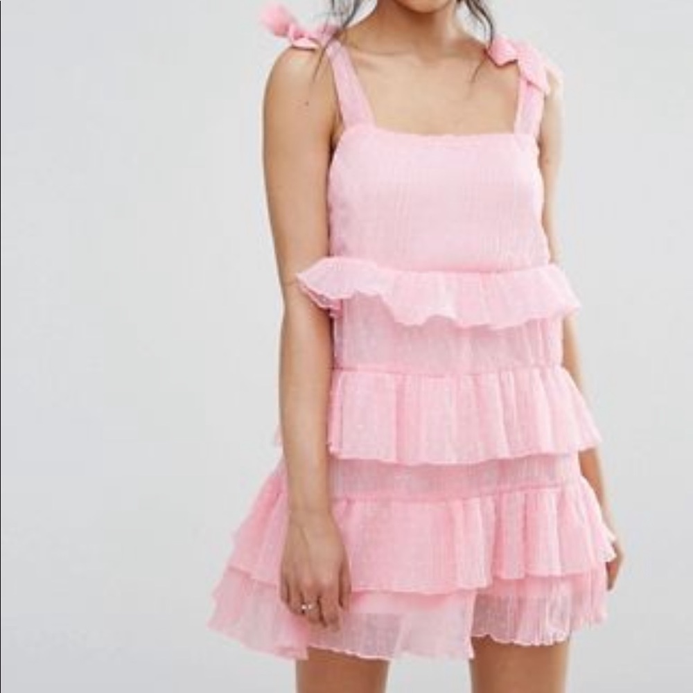 Missguided Tie Shoulder Tiered Ruffle Dress (ASOS)